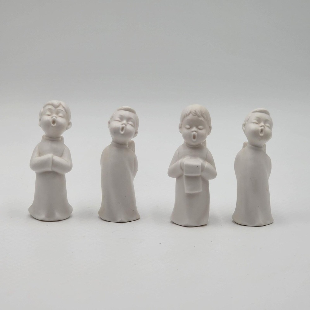 Vintage Schmid Bros Japan Bisque Porcelain Singing Angel Figurines Set of 4